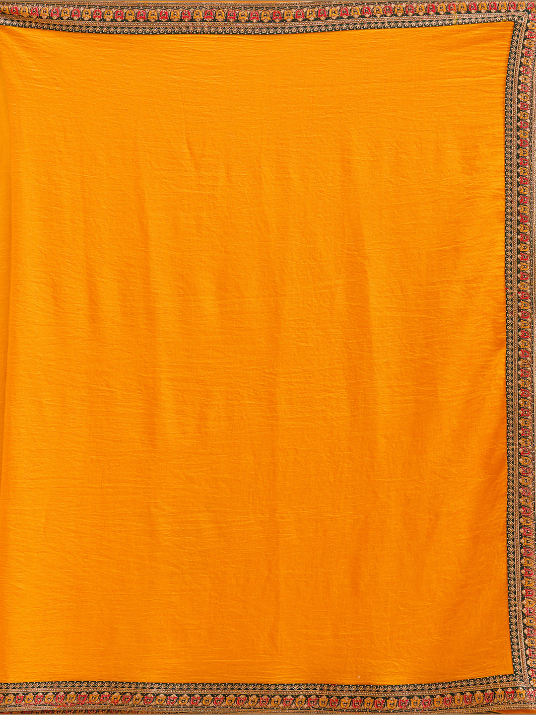 Mustard Gold Zariwork Soft Raw Silk Saree