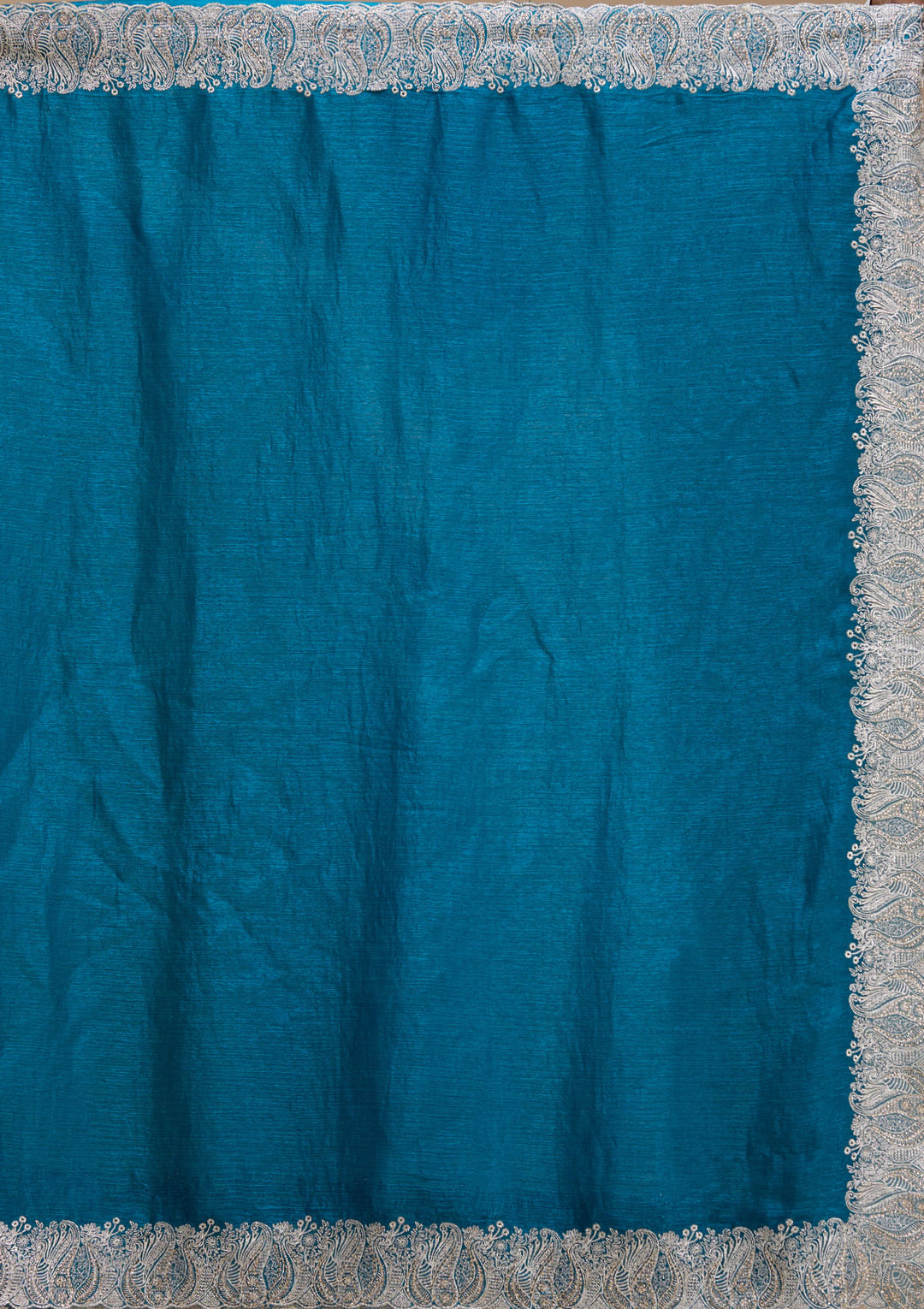Peacock Blue Zariwork Silk Saree