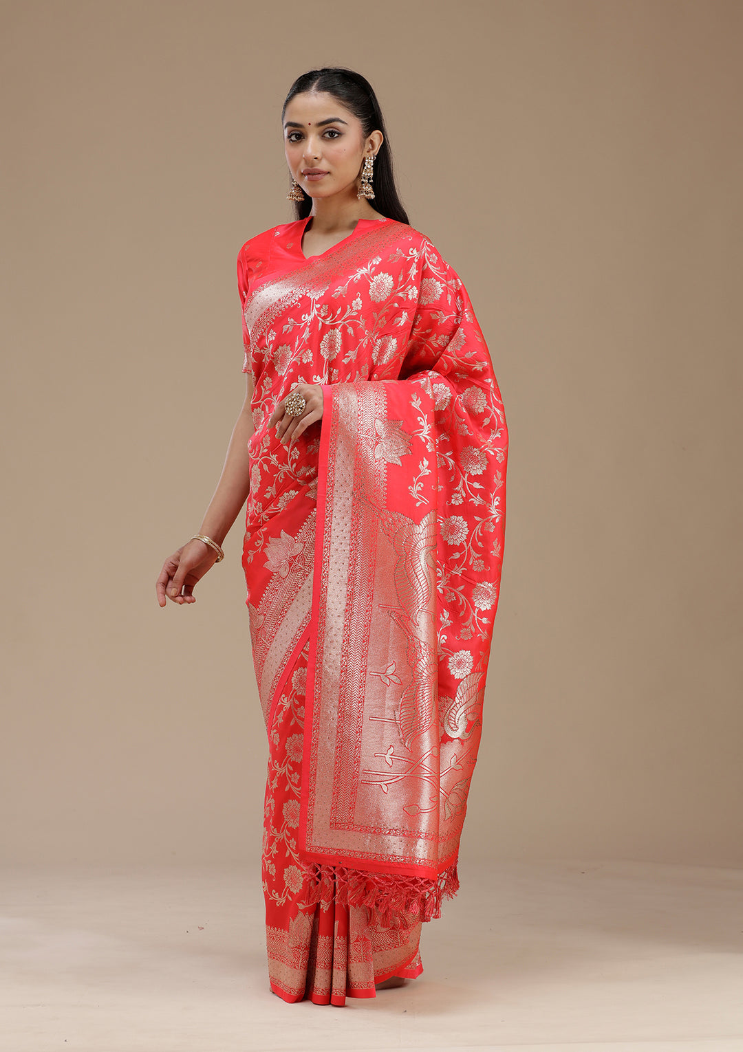 Rani Pink Stonework Silk Saree