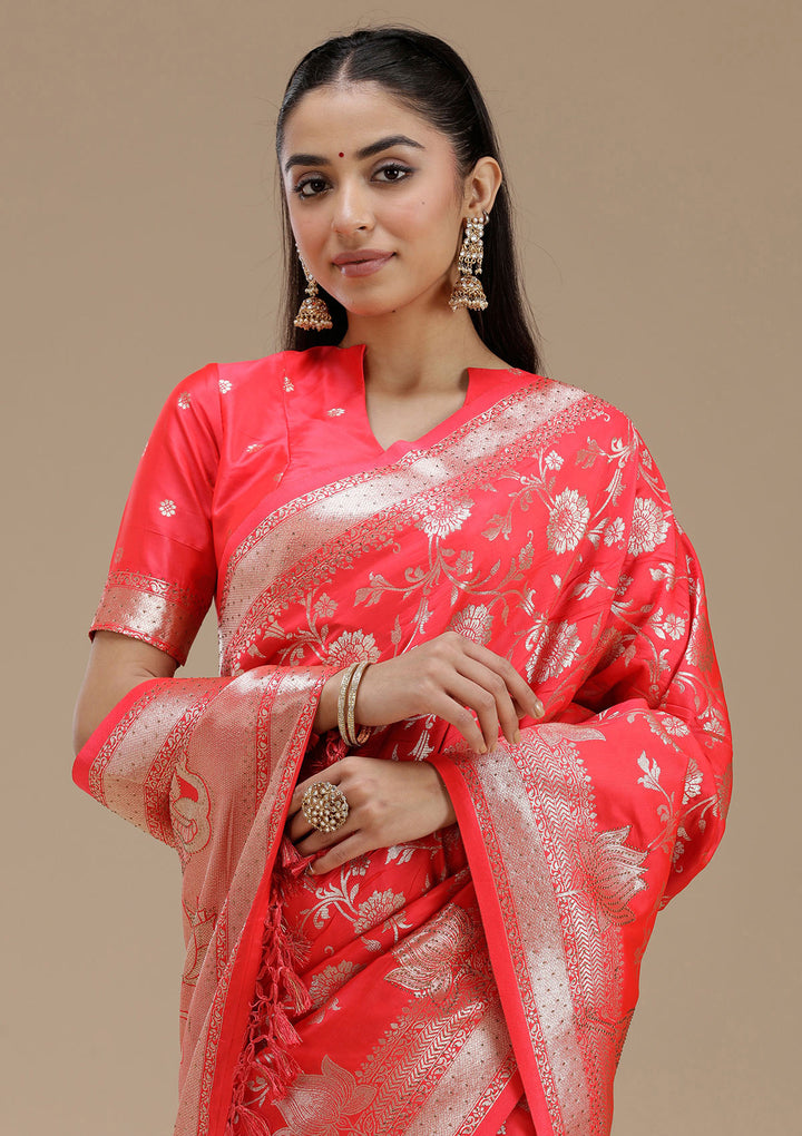 Rani Pink Stonework Silk Saree