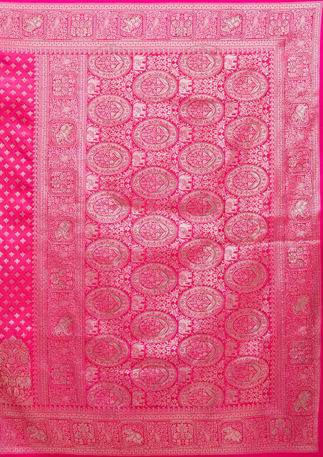 Magenta Pink Stonework Banarasi Silk Saree