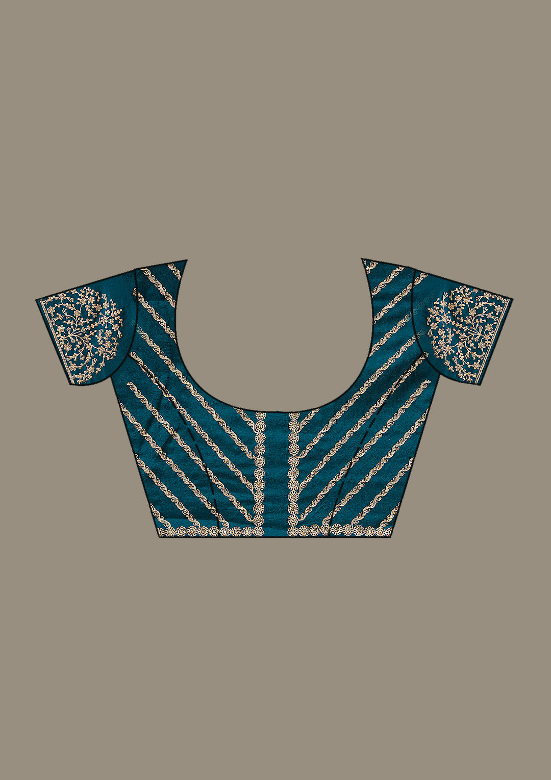 Peacock Blue Cording Semi Crepe Saree