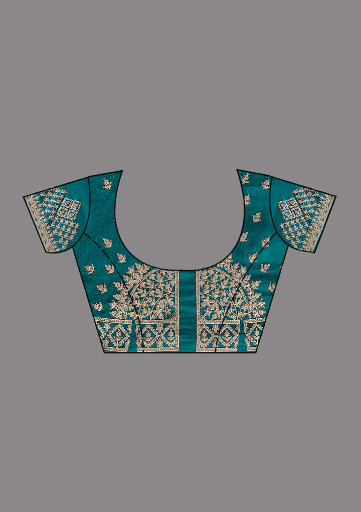 Teal Green Cording Georgette Saree
