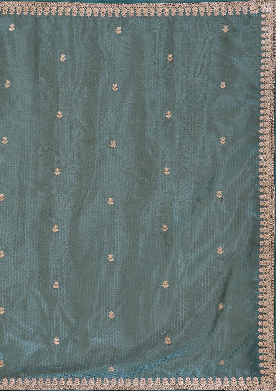 Teal Green Gotapatti Organza Saree