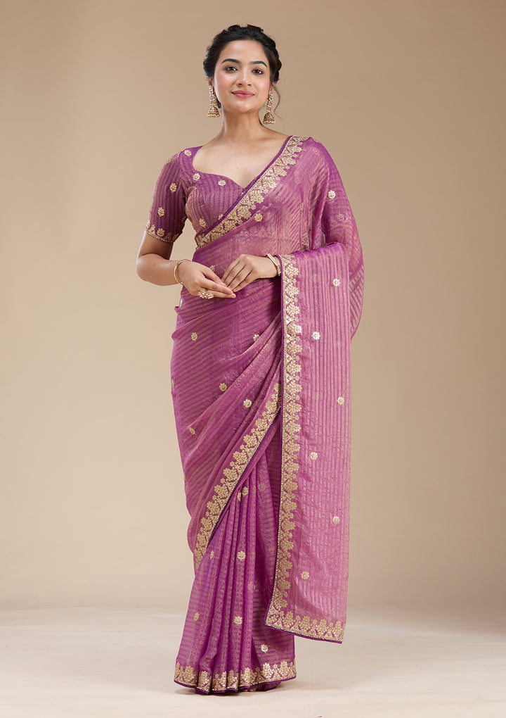 Purple Gotapatti Chiffon Saree