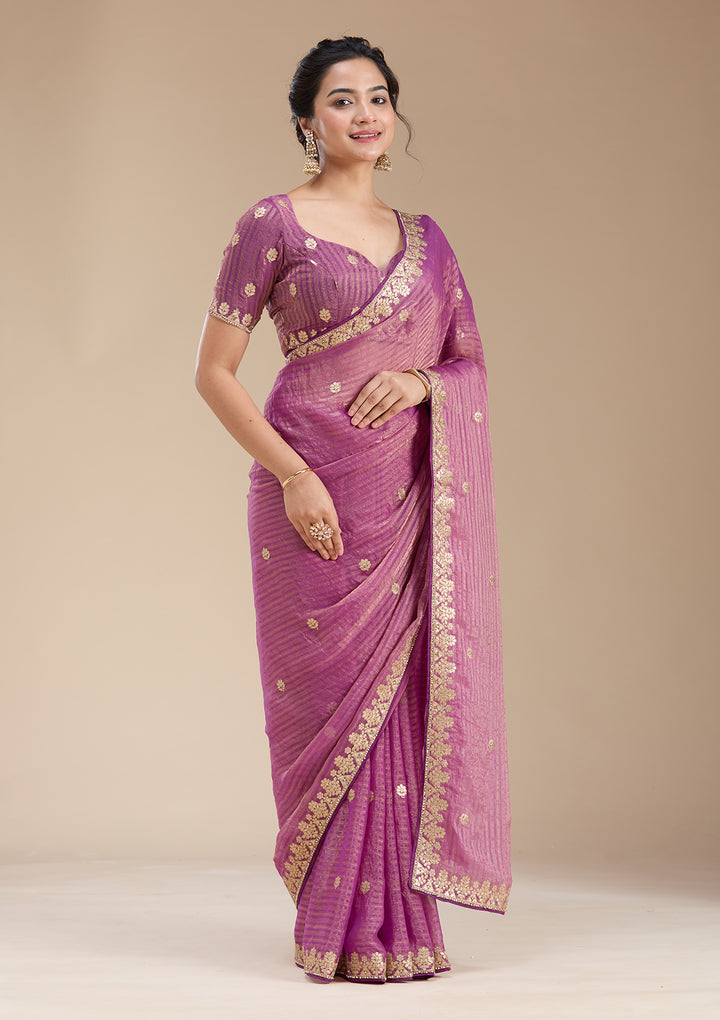 Purple Gotapatti Chiffon Saree