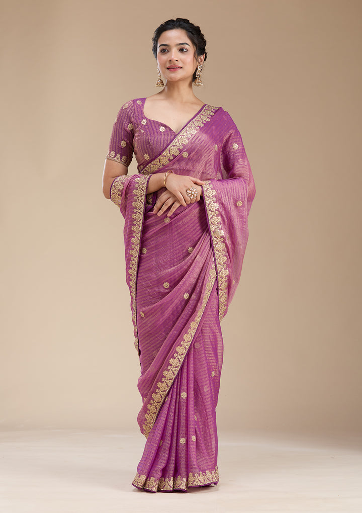 Purple Gotapatti Chiffon Saree