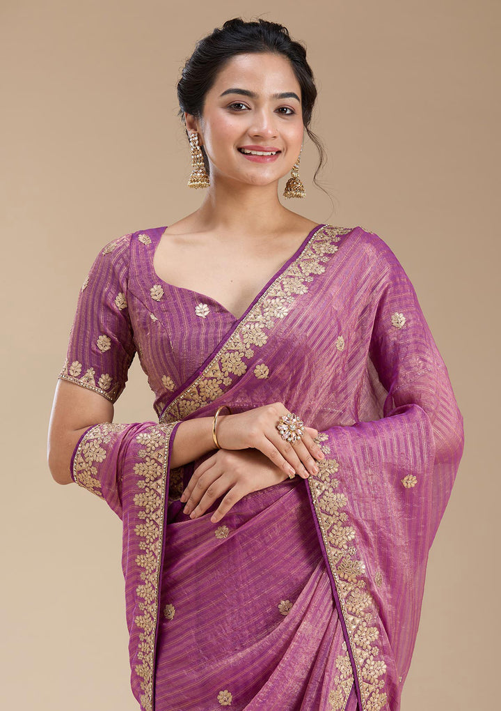Purple Gotapatti Chiffon Saree