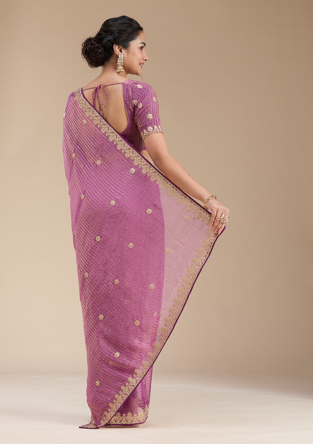 Purple Gotapatti Chiffon Saree