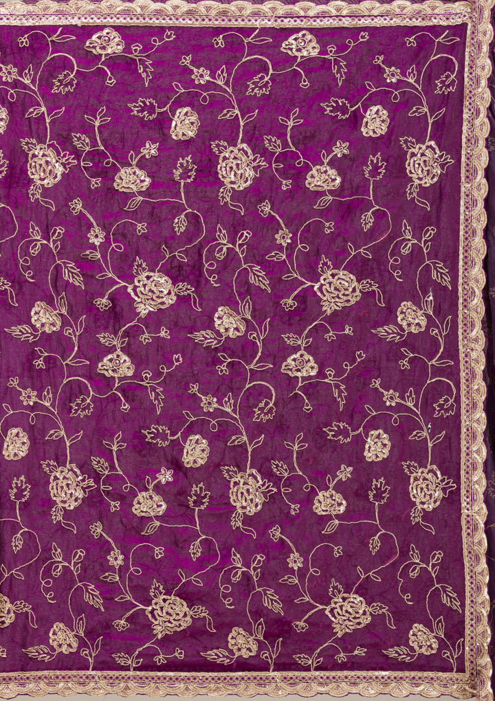 Purple Kashmiri Georgette Saree