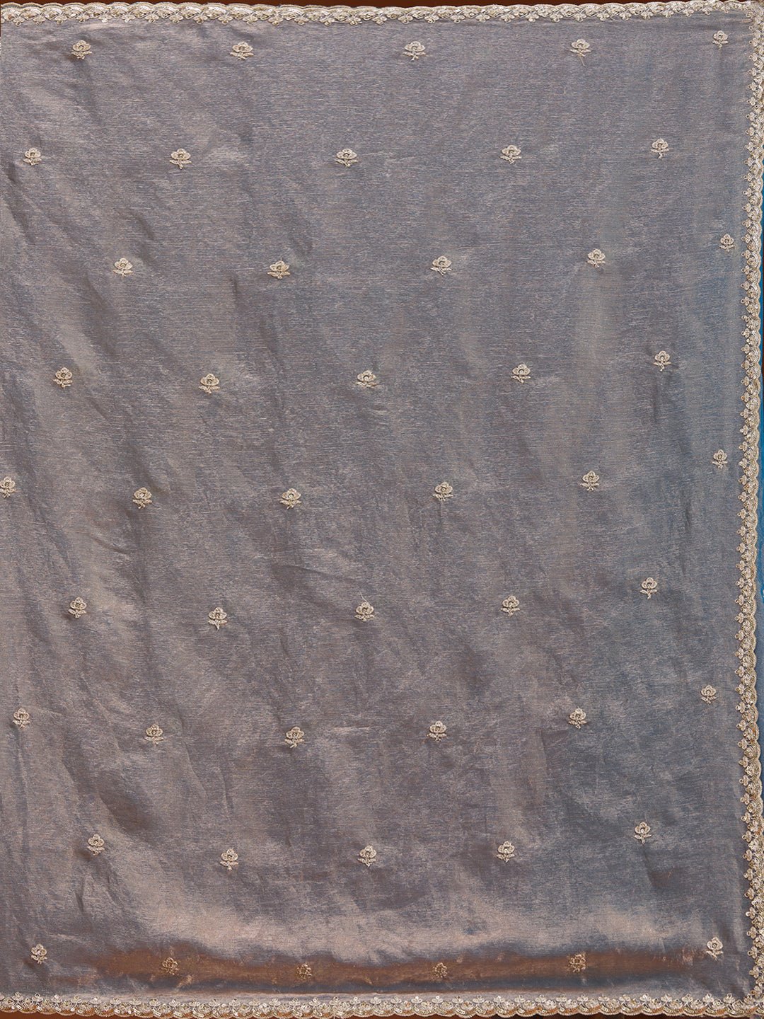 Grey Cording Tissue Saree