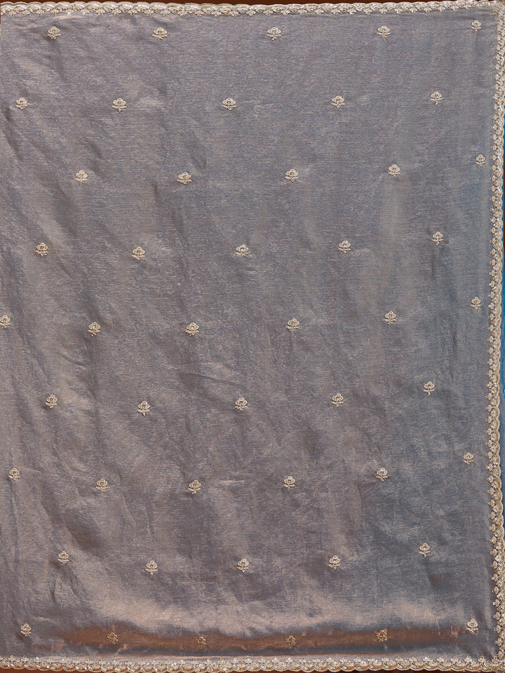 Grey Cording Tissue Saree