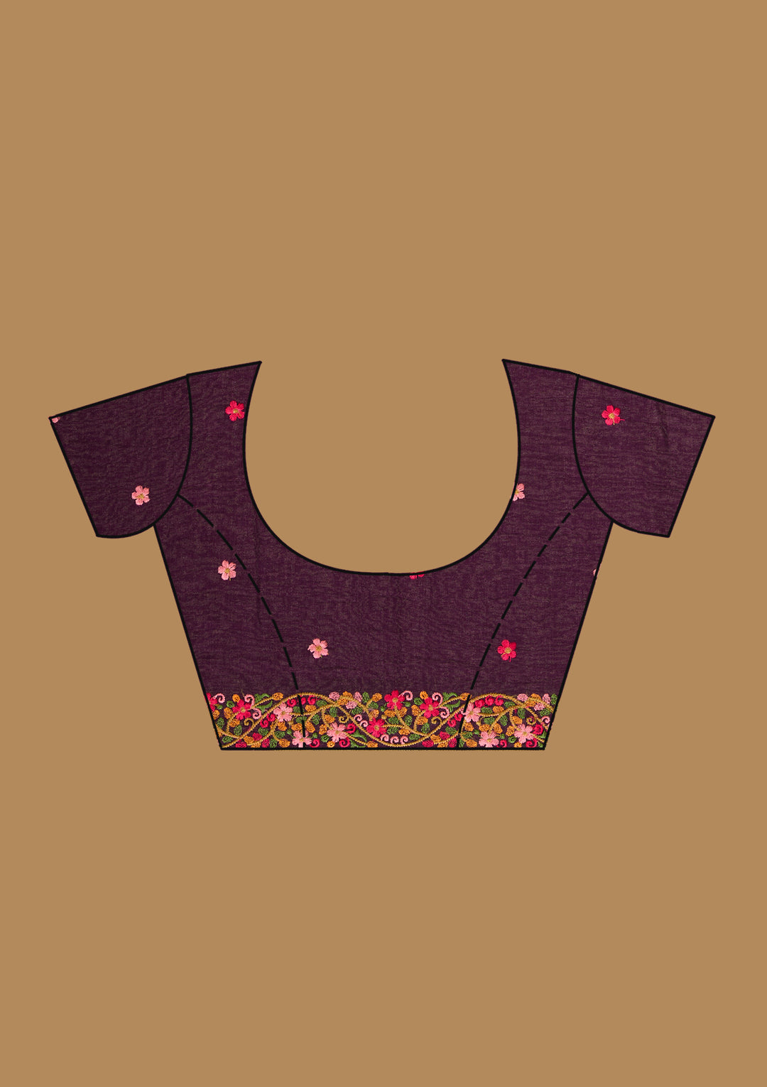 Purple Kashmiri Soft Raw Silk Saree