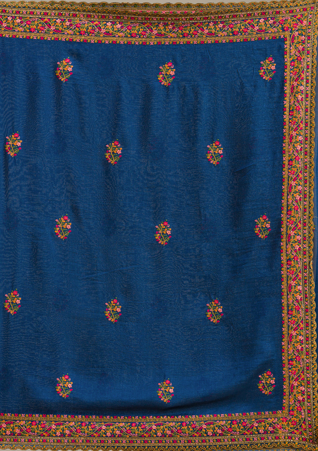 Royal Blue Kashmiri Georgette Saree