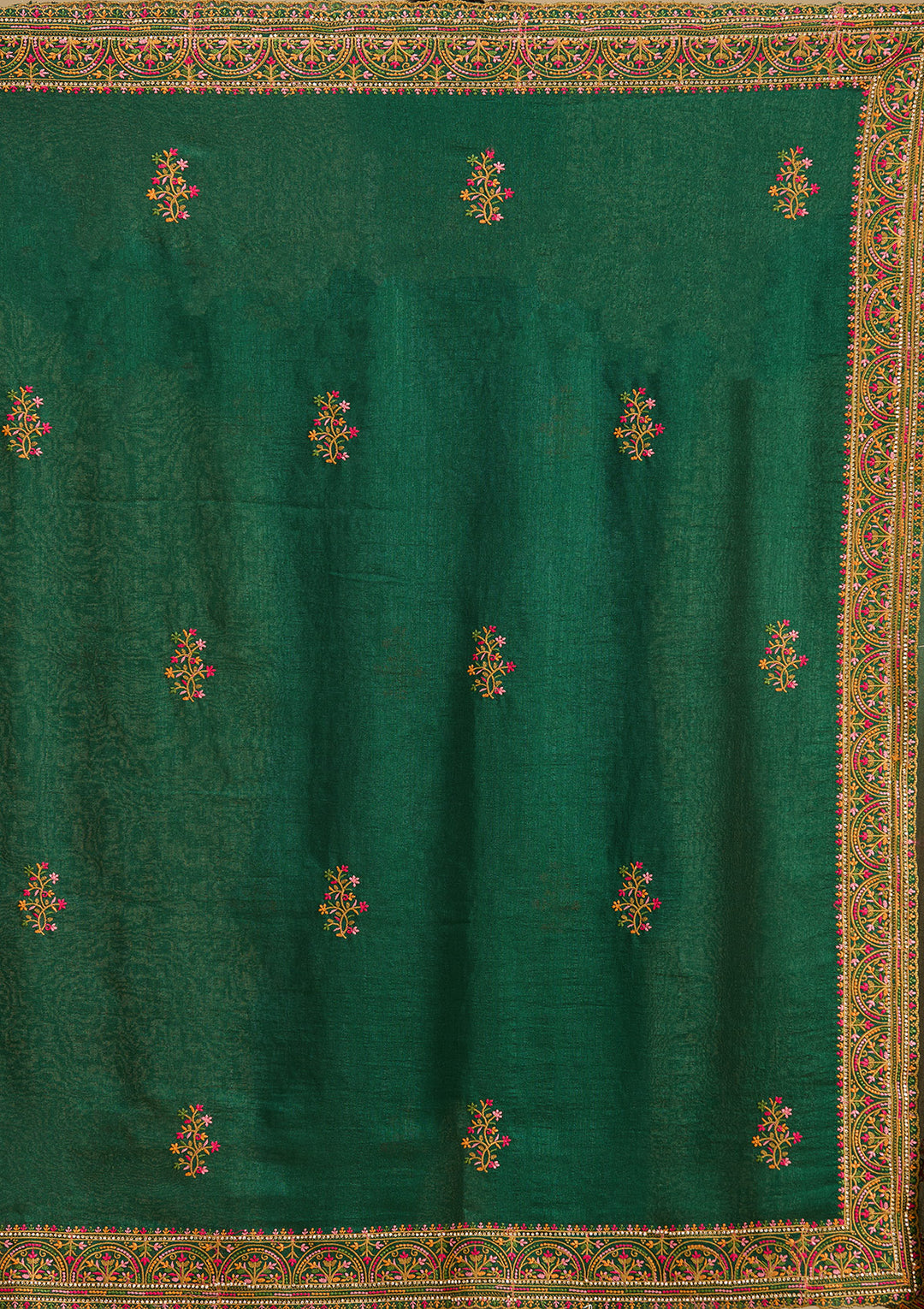 Bottle Green Kashmiri Soft Raw Silk Saree