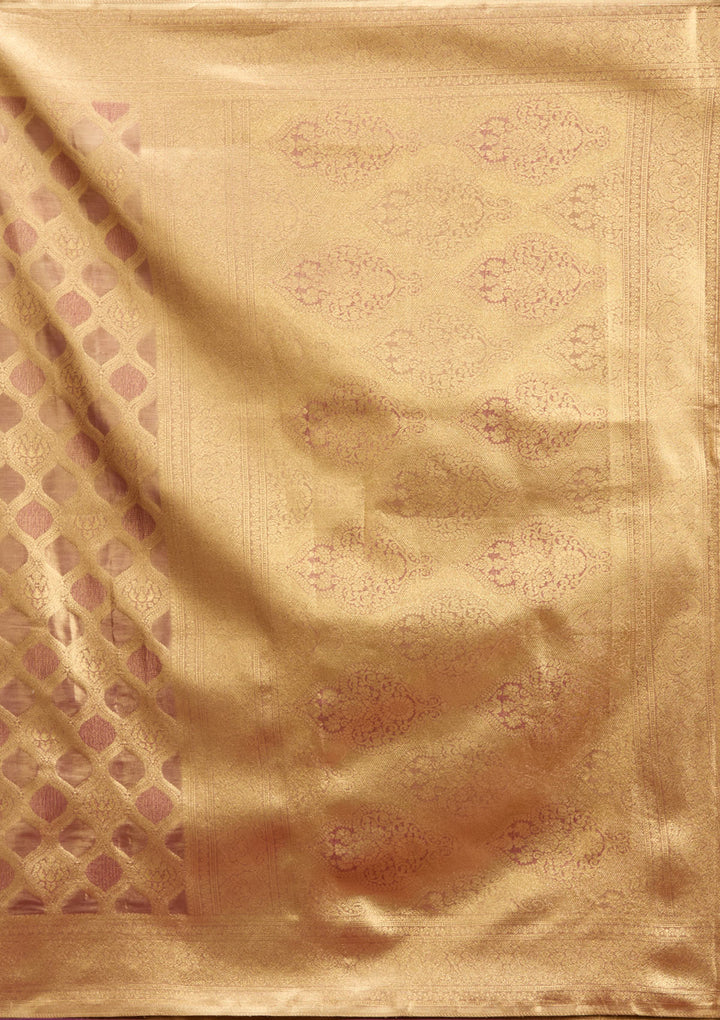 Beige Zariwork (Gold) Silk Saree