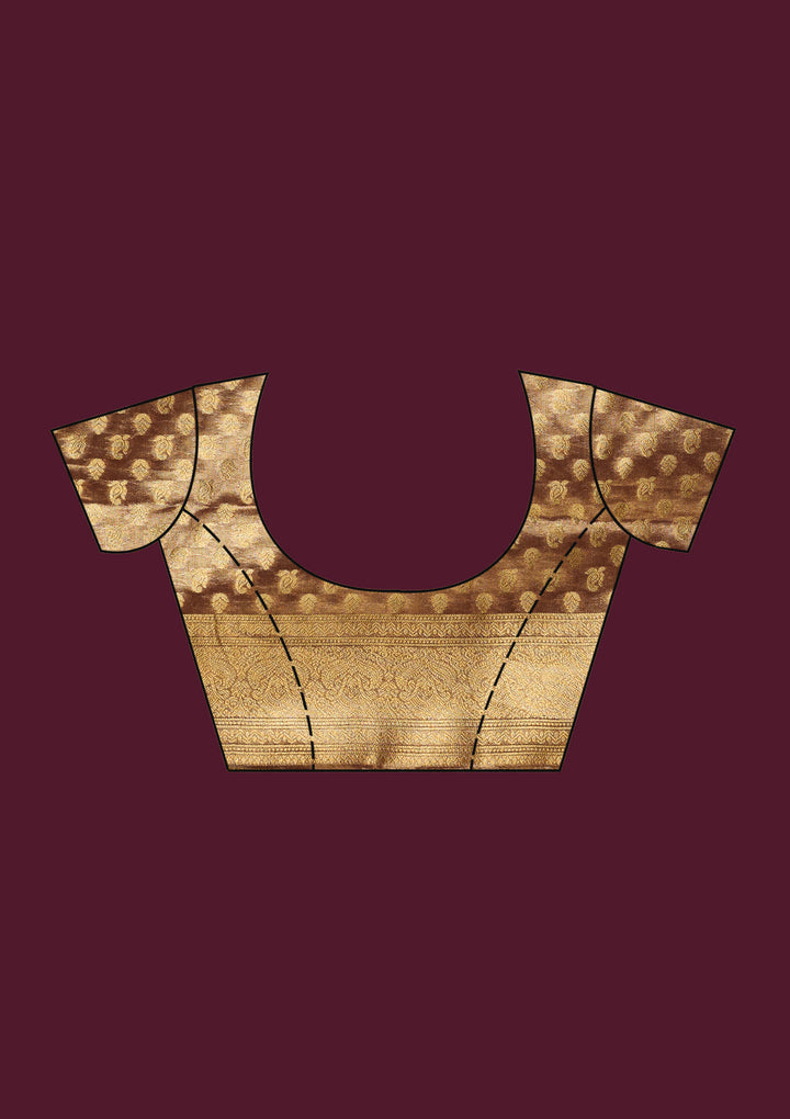 Beige Zariwork (Gold) Silk Saree