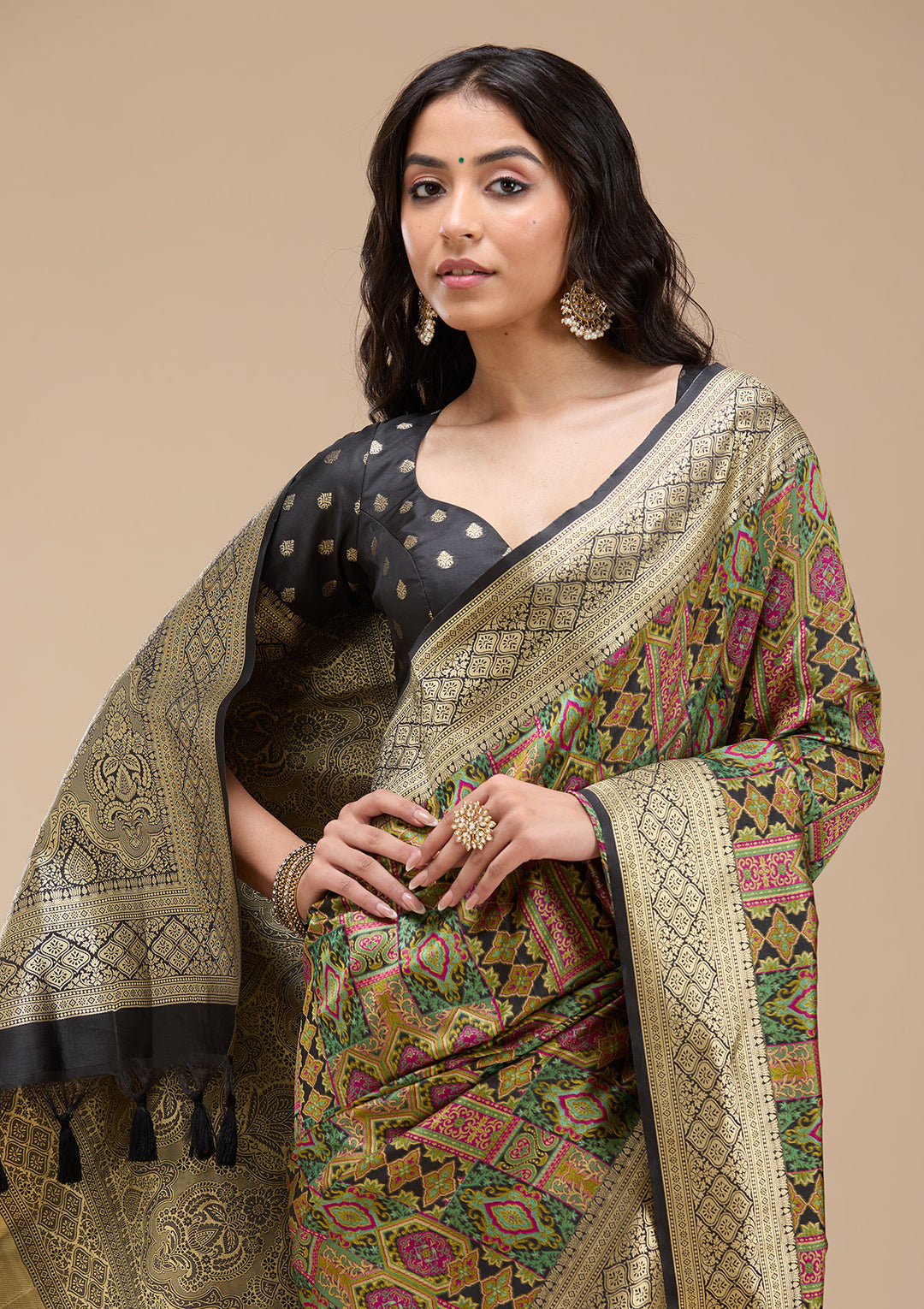 Black Zariwork (Gold) Silk Saree