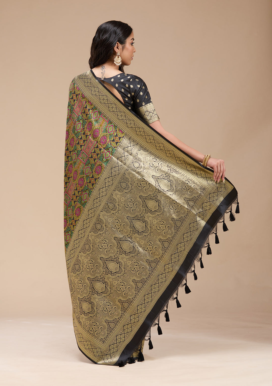 Black Zariwork (Gold) Silk Saree