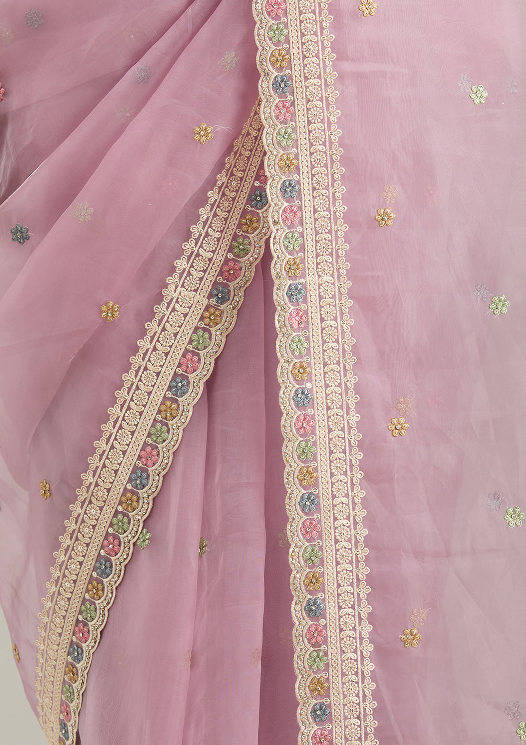 Lavender Threadwork Tissue Saree