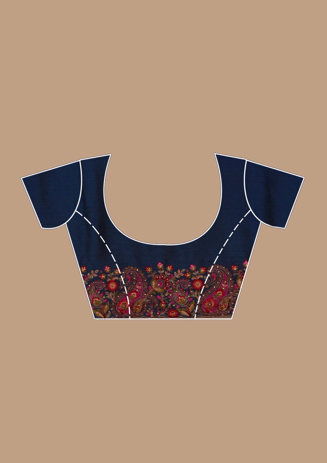 Navy Blue Kashmiri Chiffon Saree