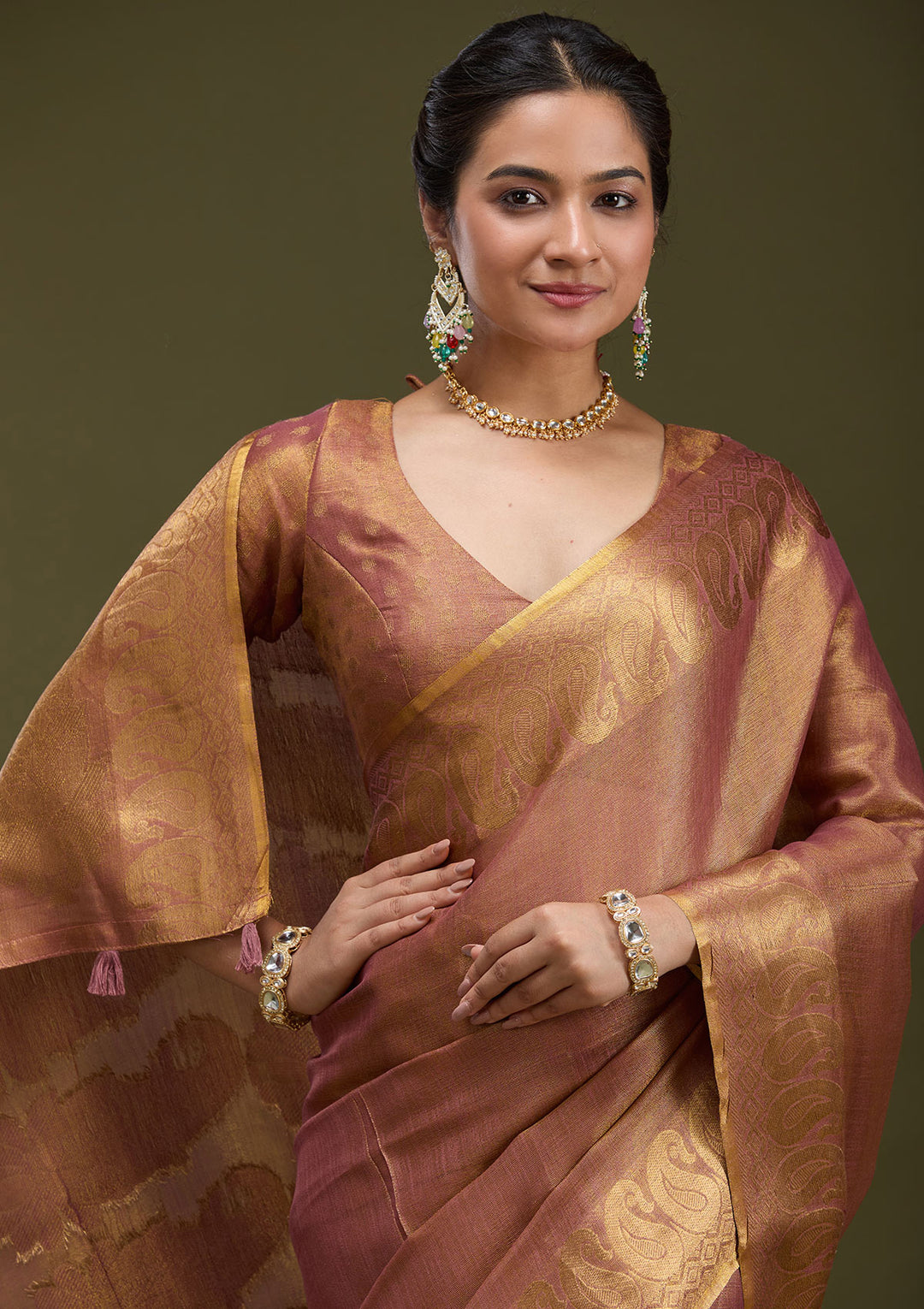 Mauve Printed Art Silk Saree