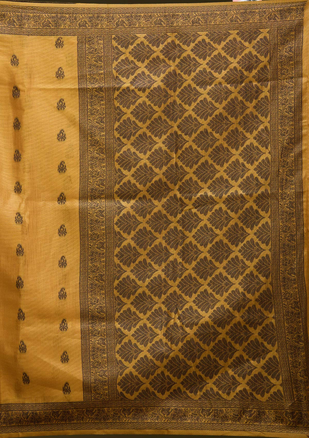 Mustard Printed Art Silk Saree