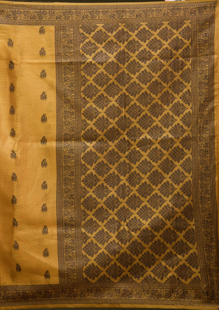Mustard Printed Art Silk Saree