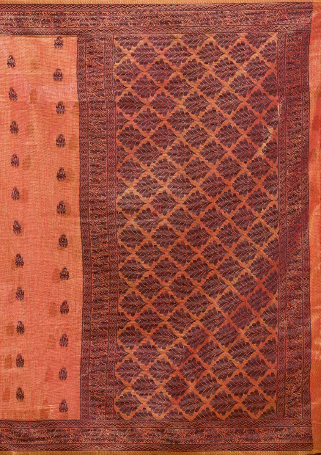 Rust Printed Art Silk Saree