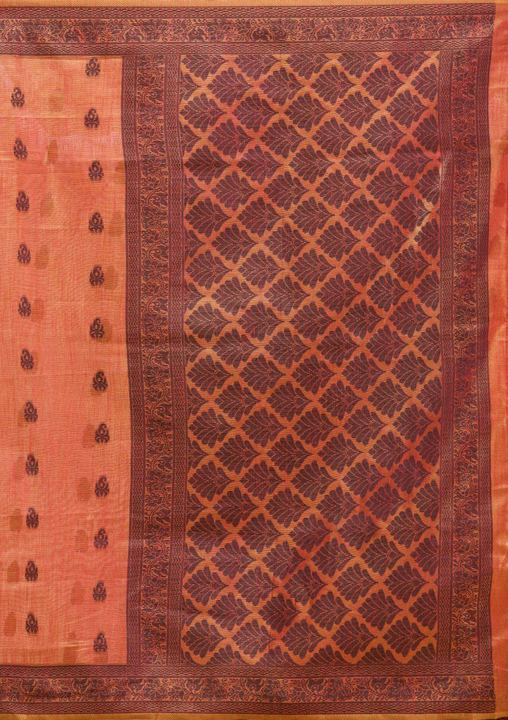 Rust Printed Art Silk Saree
