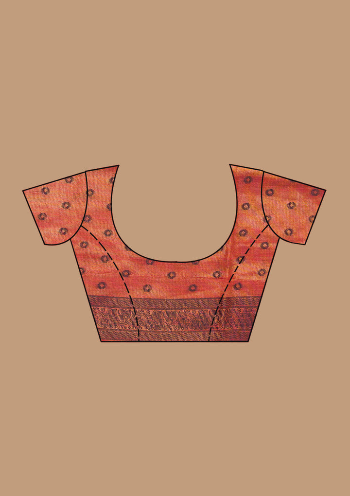 Rust Printed Art Silk Saree