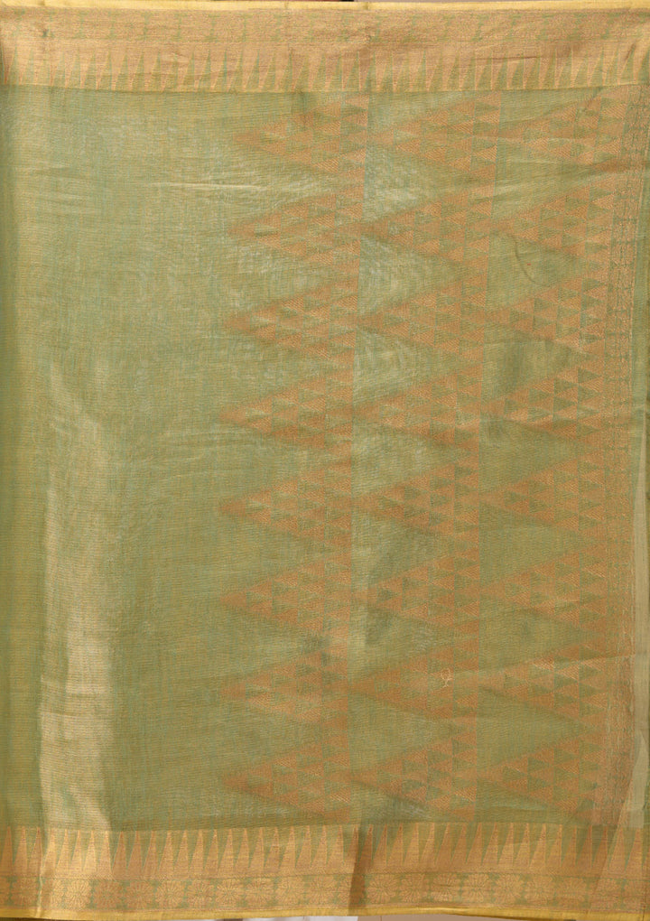 Mehendi Printed Linen Silk Saree