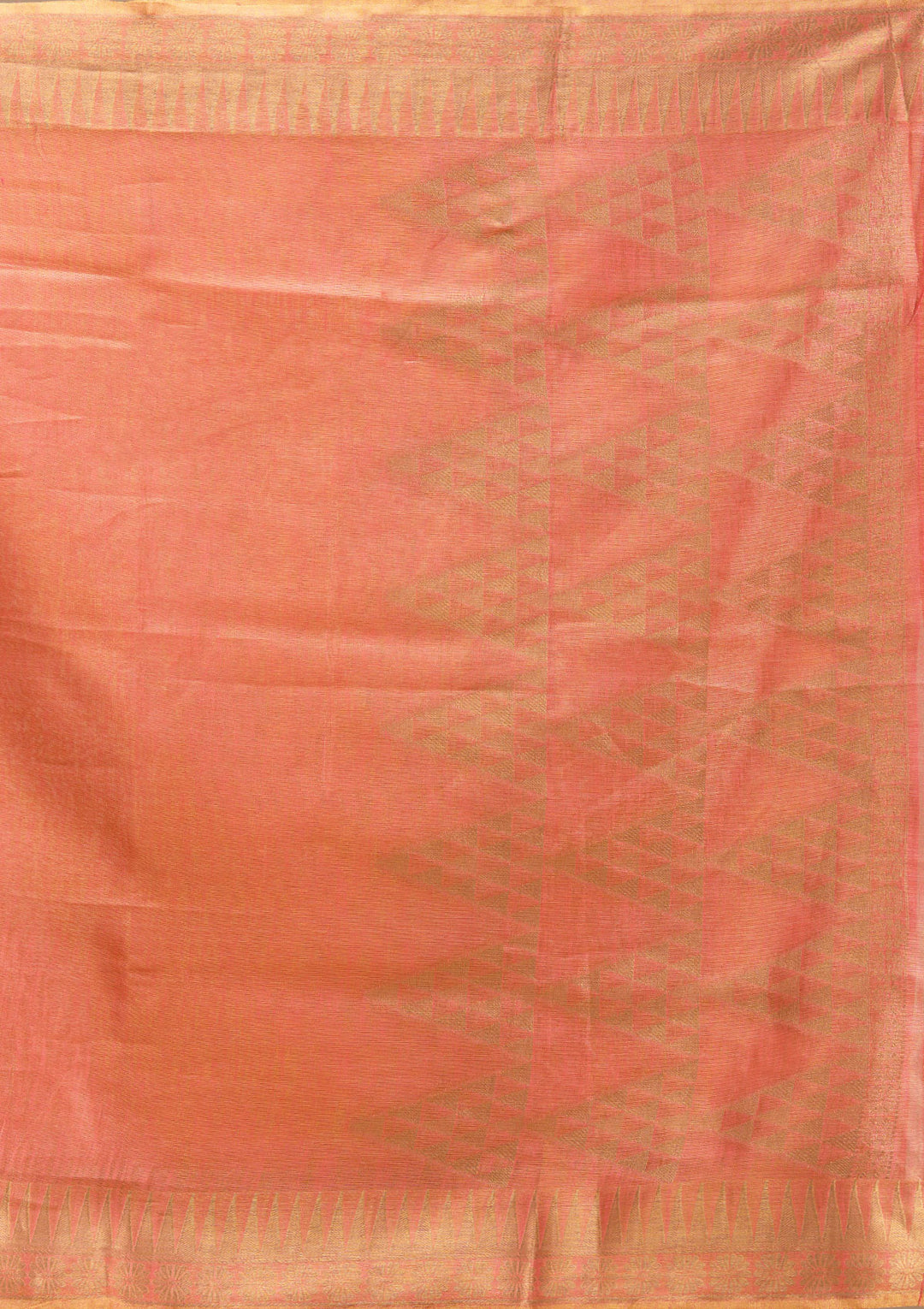 Rust Printed Linen Silk Saree
