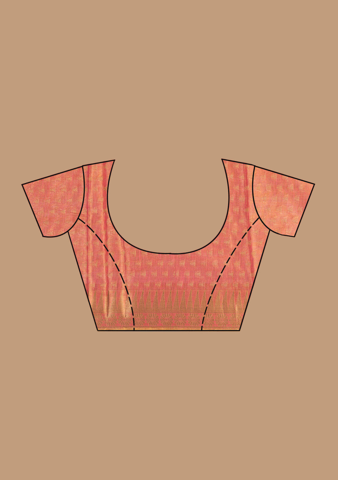 Rust Printed Linen Silk Saree