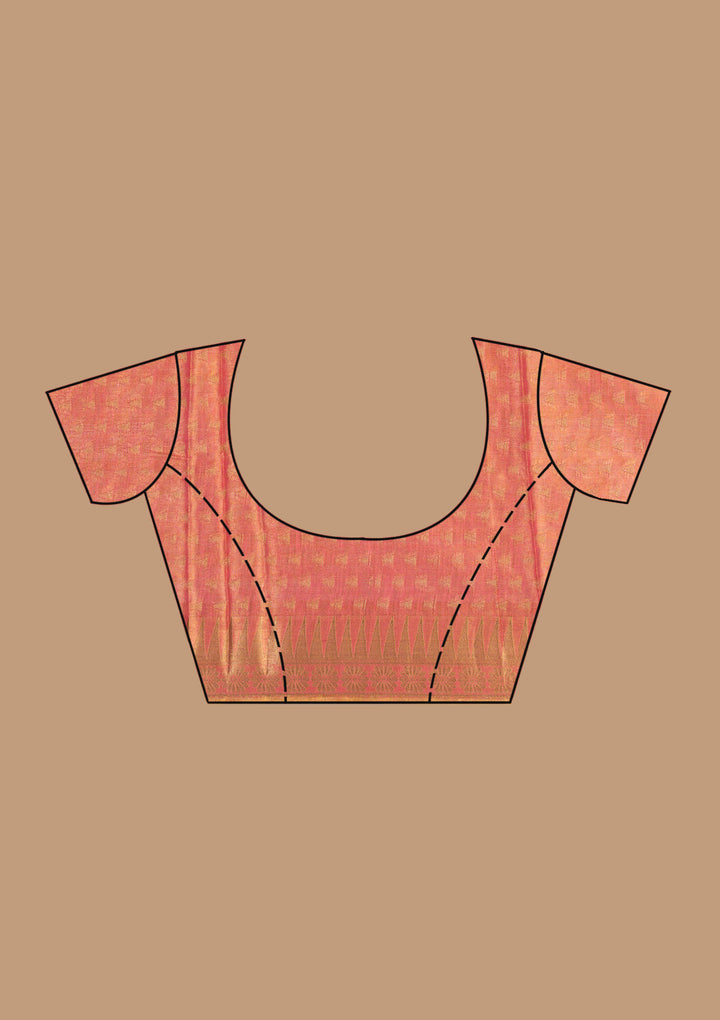 Rust Printed Linen Silk Saree