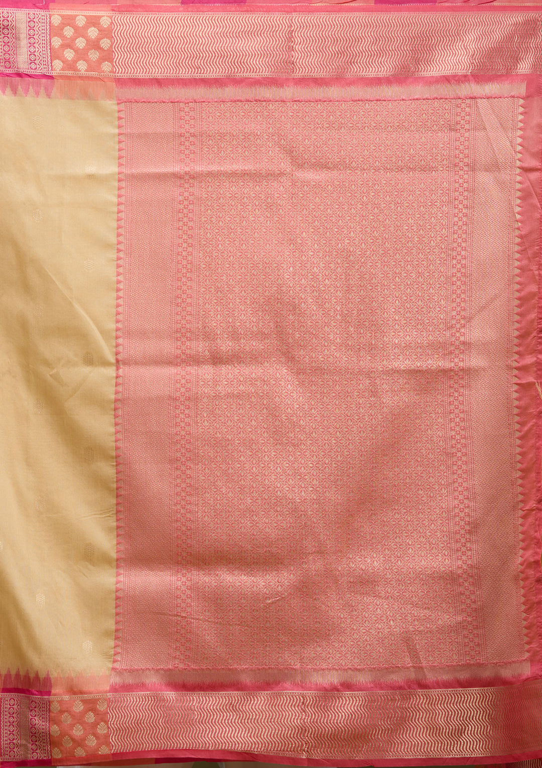 Beige Printed Art Silk Saree