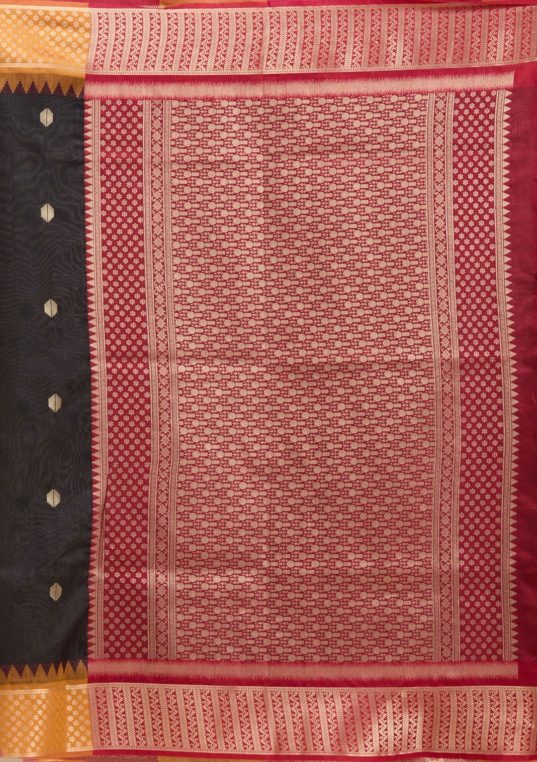 Black Printed Art Silk Saree