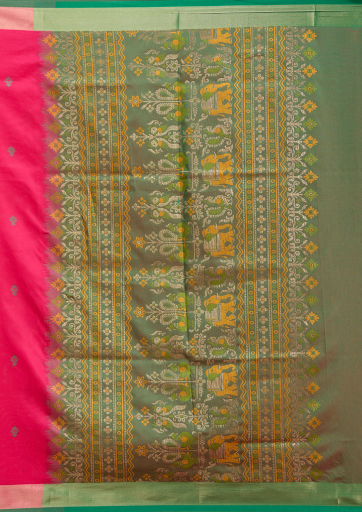 Rani Pink Printed Art Silk Saree