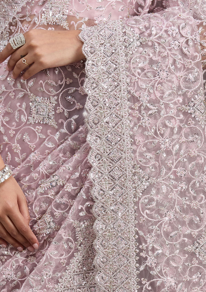 Pink Stonework Chiffon Saree