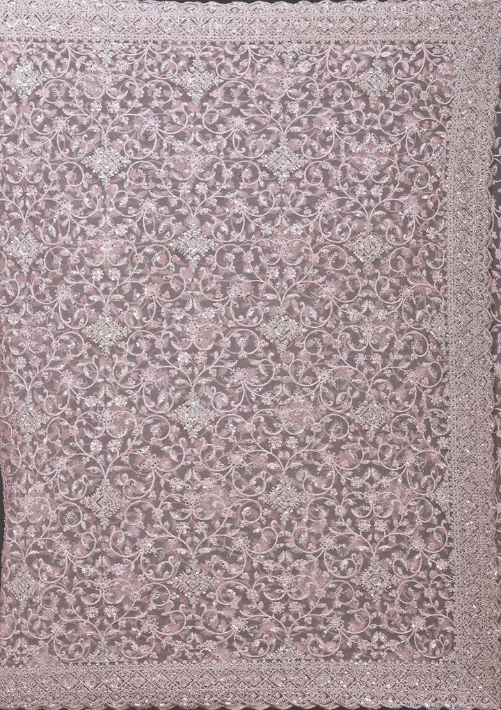 Pink Stonework Chiffon Saree