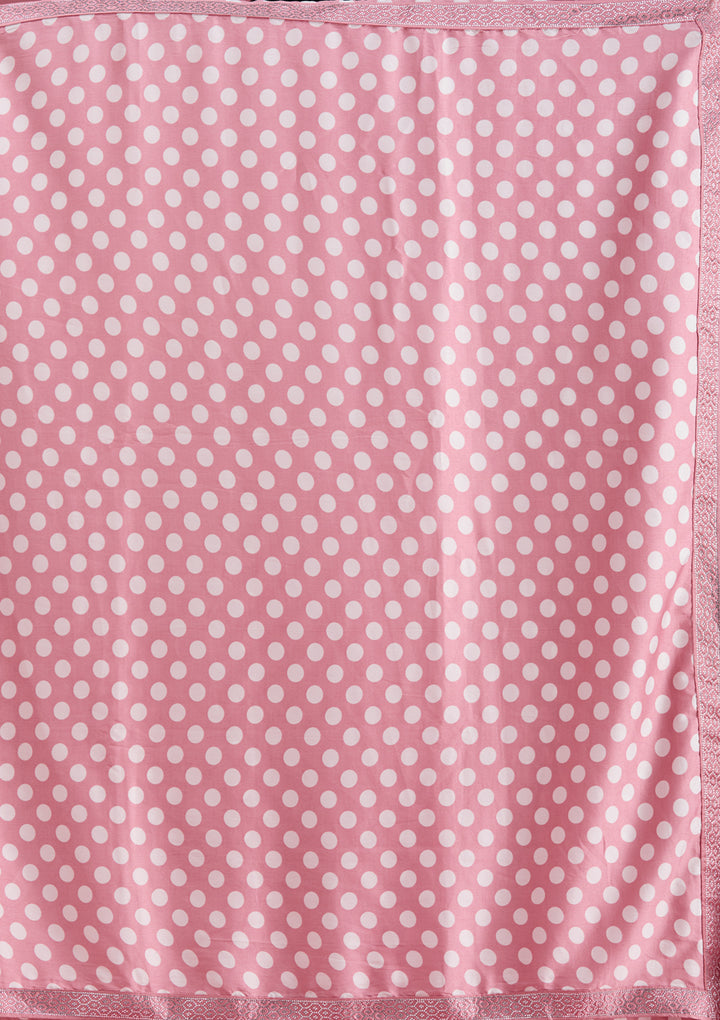 Onion Pink Silver Stonework Satin Saree