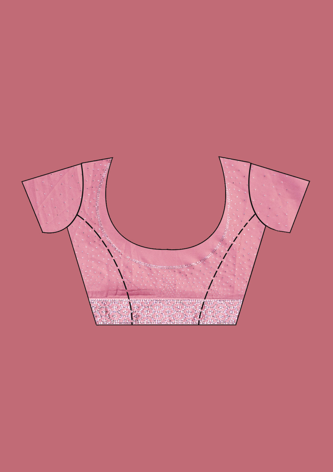 Onion Pink Silver Stonework Satin Saree