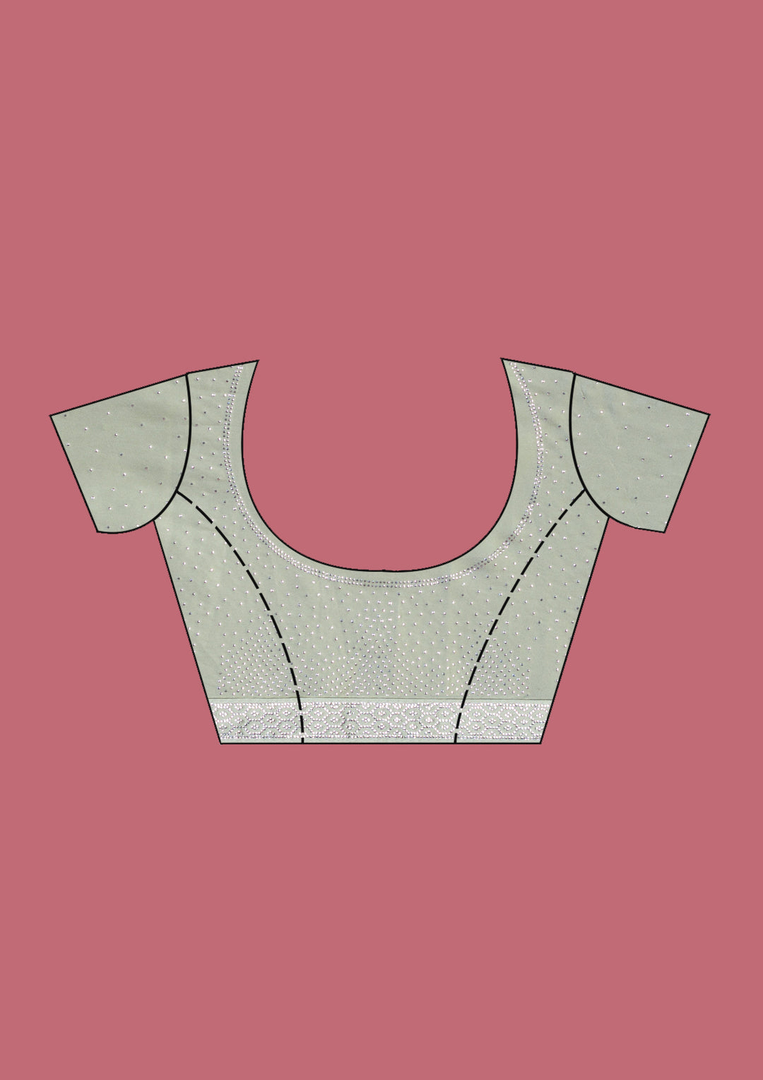 Pista Green Silver Stonework Satin Saree