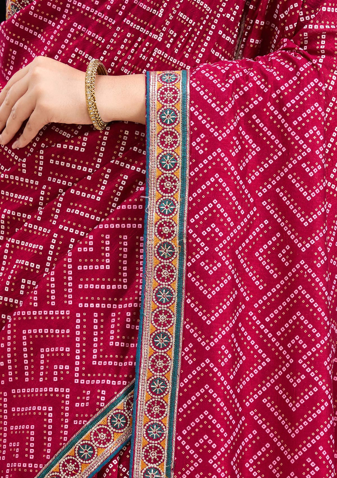 Wine Printed Soft Raw Silk Saree