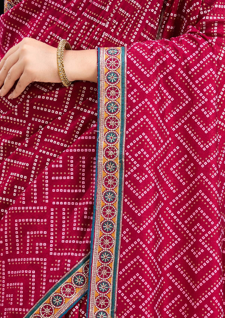 Wine Printed Soft Raw Silk Saree