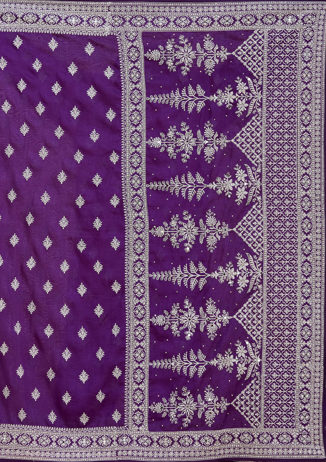 Purple Zariwork (Silver) Soft Raw Silk Saree