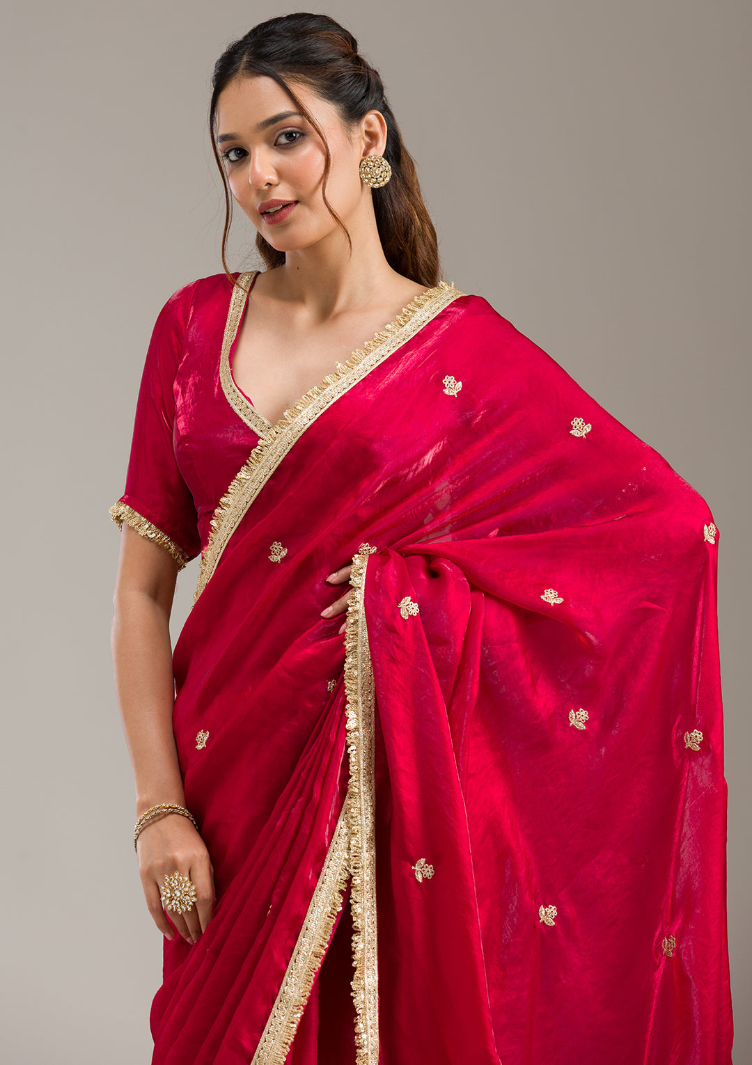 Maroon Threadwork Georgette Saree