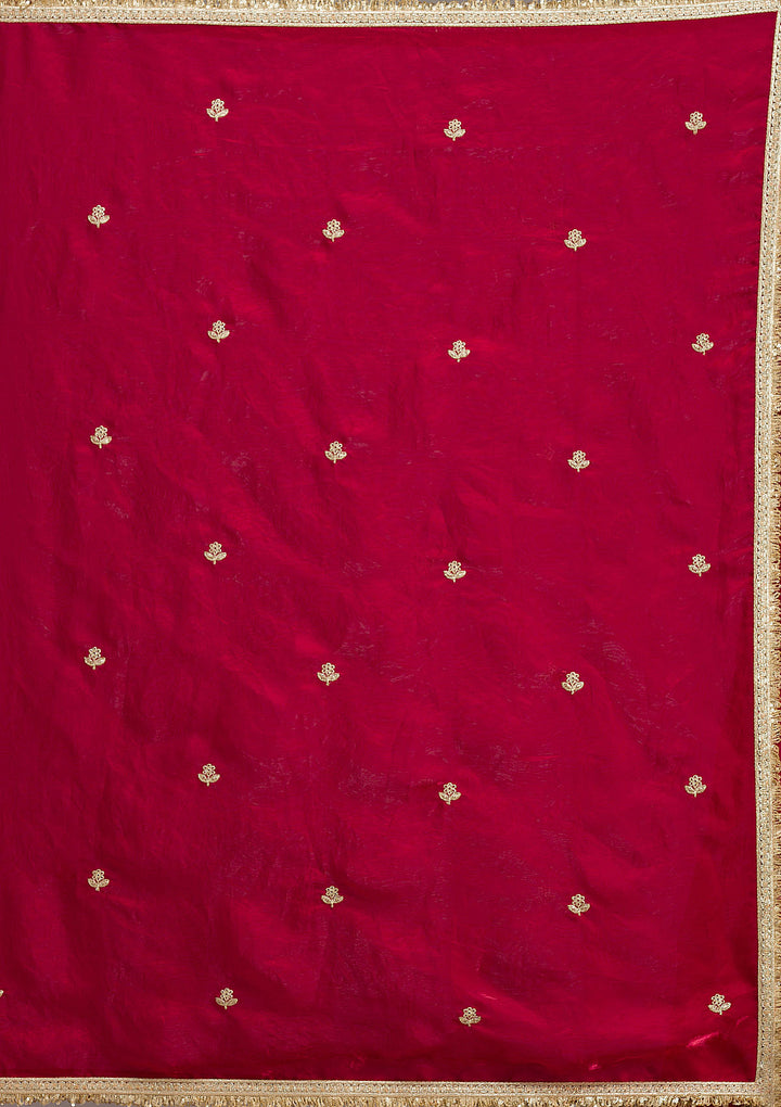 Maroon Threadwork Georgette Saree