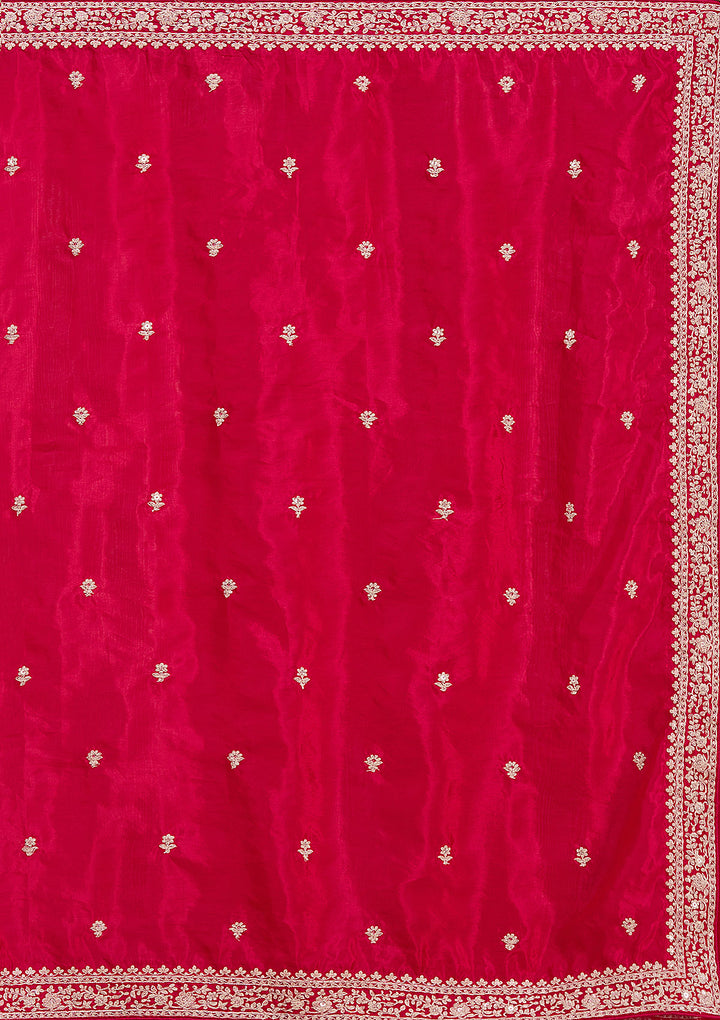 Rani Pink Cording Satin Saree