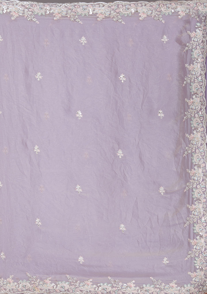 Lavender Gotapatti Satin Saree
